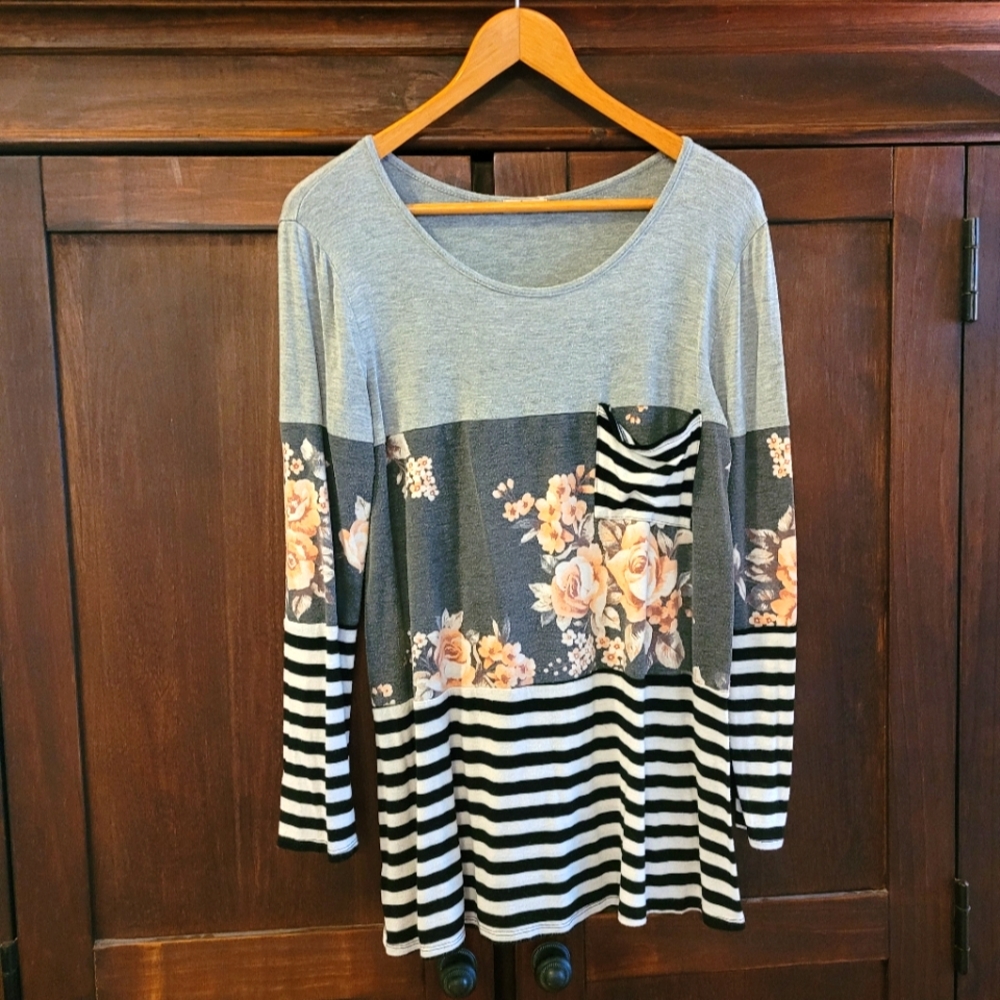 Flowery Striped Tunic